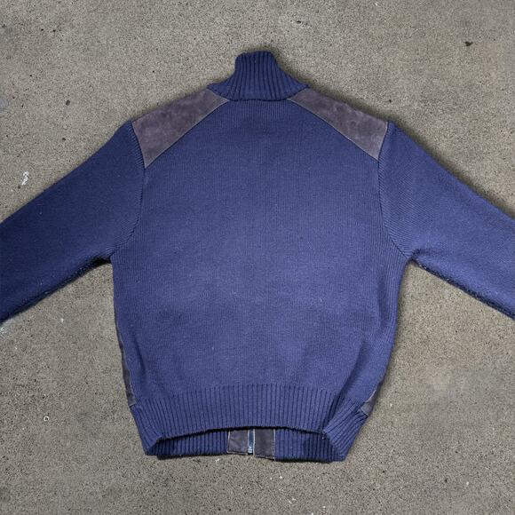 Vintage Anthony Suede Leather Cowhide Sweater Jacket Men Navy Blue Size L 22x26 - Picture 4 of 7